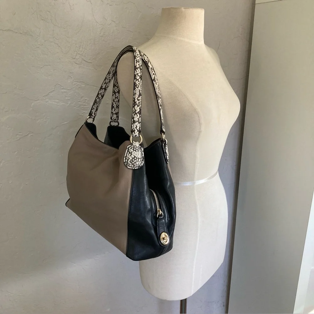 Coach Edie 31 Color-Blocked Shoulder Bag in natural/black